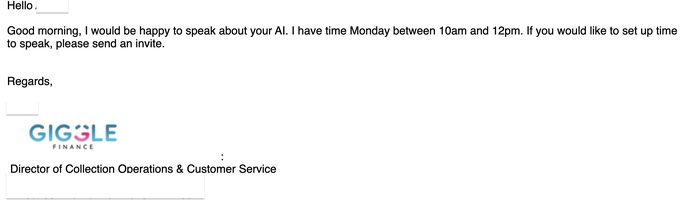 Screenshot of a positive reply received from a prospect by email